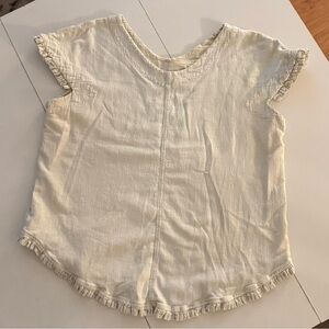 DUNES Vintage Cream Ruffle Sleeveless Coastal Cowgirl Boho Chic Top Lagenlook